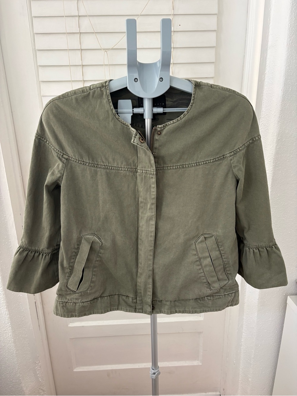 Sanctuary Olive Utility Jacket Bell Sleeve Cotton Military Jacket Small